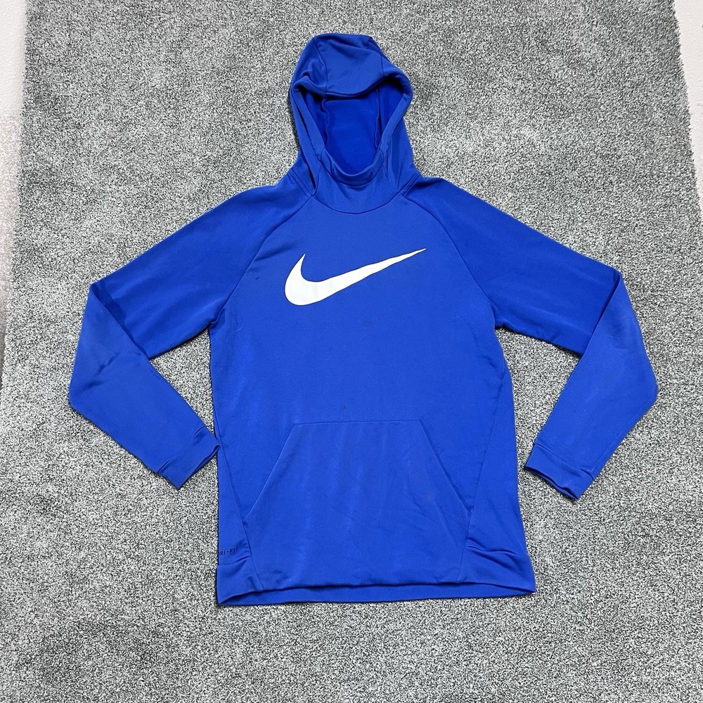 Nike Dri-FIT Therma Hoodie Blue Large Mens Pullover Training Sweatshirt